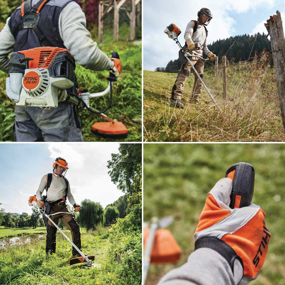 Motocoasă Stihl FS 131, benzină, 1,9CP, motor 2T, tehnologie 4-MIX, cuțit iarbă (inclus) și cap tăietor cu fir (opțional)