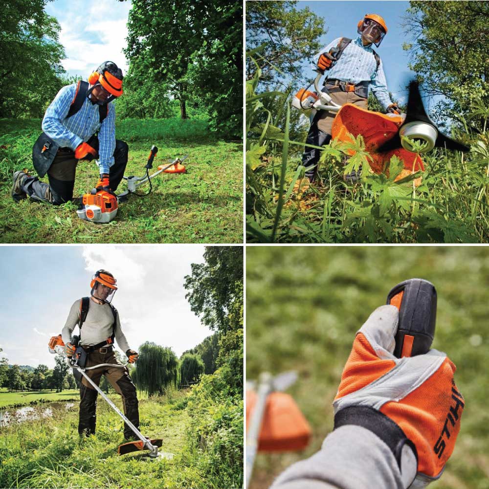 Motocoasă Stihl FS 240, benzină, 2,3CP, motor 2T, cuțit tufișuri (inclus) și cap tăietor cu fir (opțional), cod 41472000699