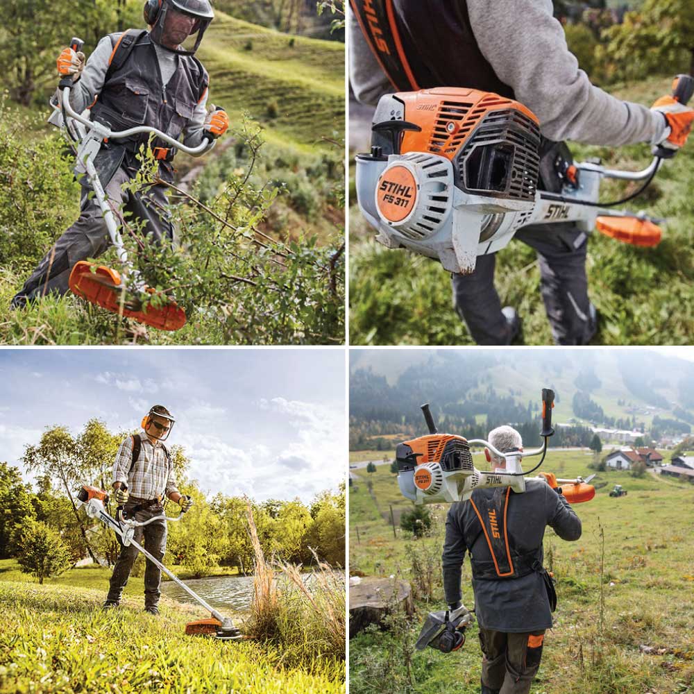 Motocoasă Stihl FS 311, benzină, 1.9CP, motor 2T, tehnologie 4-MIX, cuțit tufișuri (inclus) și cap tăietor cu fir (opțional), cod 41802000594