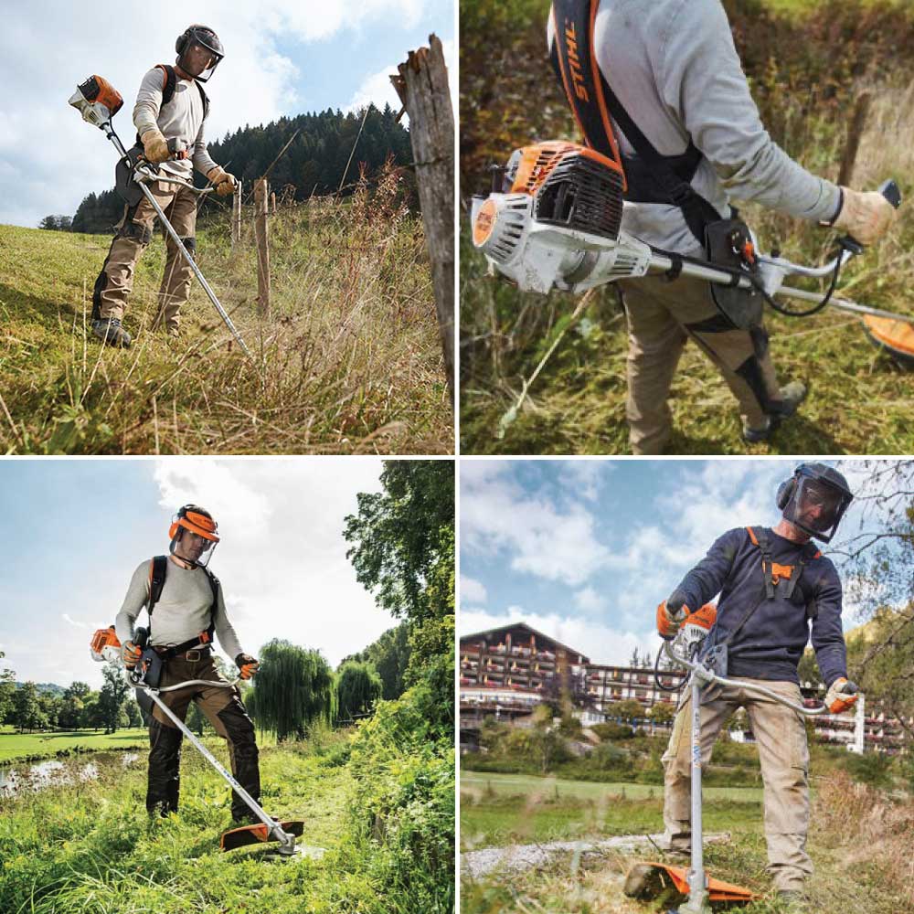 Motocoasă Stihl FS 91, benzină, 1,3CP, motor 2T, tehnologie 4-MIX, cuțit iarbă (inclus) și cap tăietor cu fir (opțional)